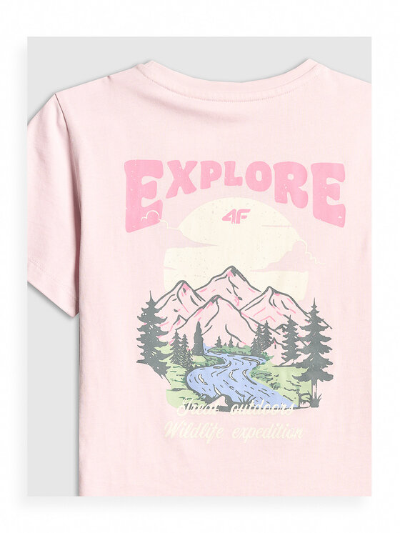 4F 4F T-Shirt WILD WANDERLUST Różowy jasny Regular Fit