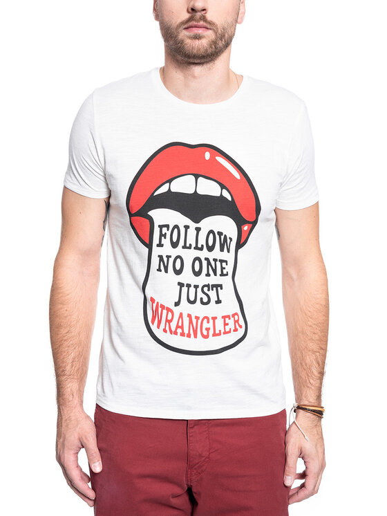 Wrangler Wrangler T-shirt FESTIVAL TEE Beige Regular Fit