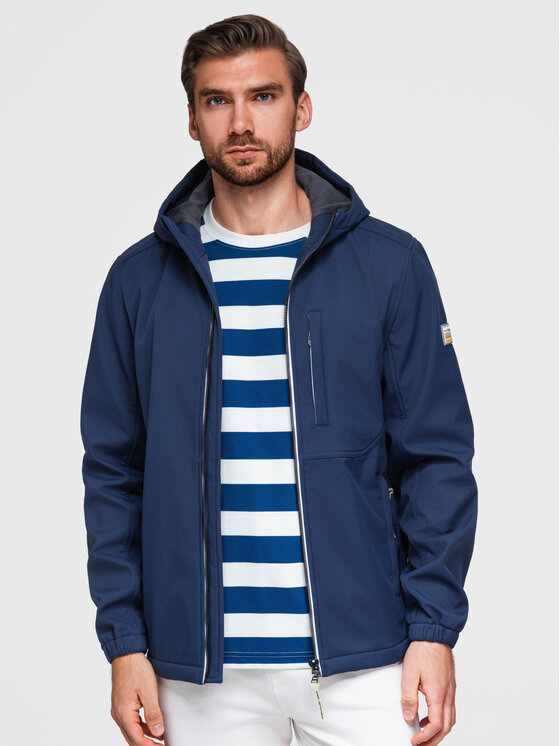 Ombre Ombre Kurtka przejściowa OM-JANP-0292 Granatowy Regular Fit