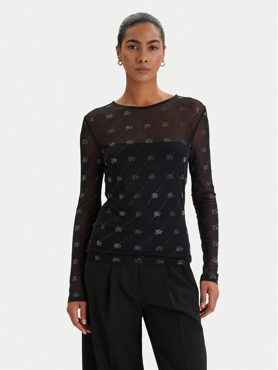 KARL LAGERFELD KARL LAGERFELD Blúzka B1W17024 Čierna Slim Fit