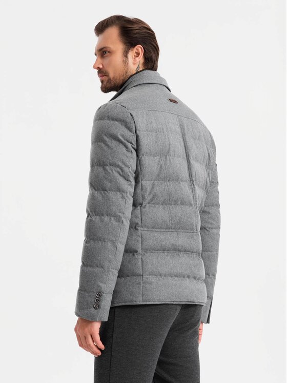 Ombre Ombre Kurtka zimowa OM-JALP-0170 Szary Regular Fit