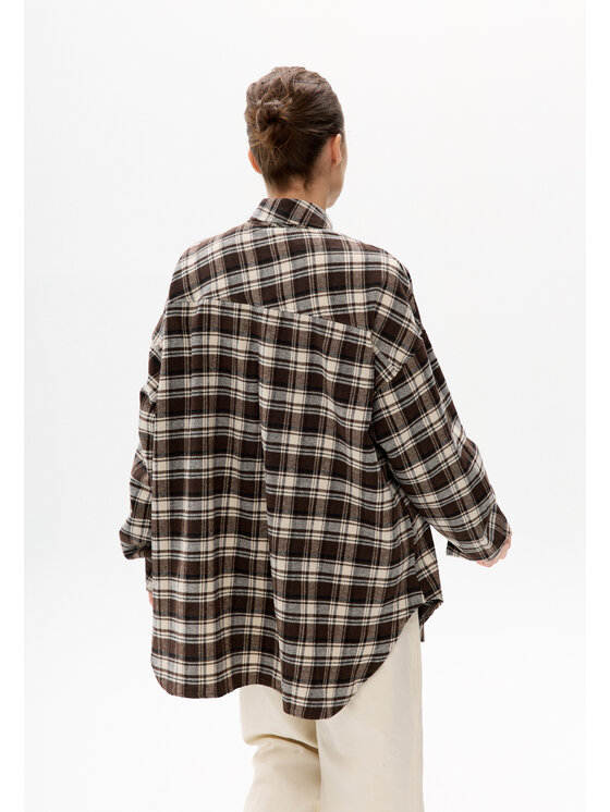 Mirons Mirons Koszula Flanel Brązowy Oversize