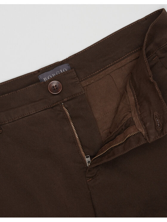 Borgio Borgio Spodnie materiałowe menfi Brązowy Slim Fit