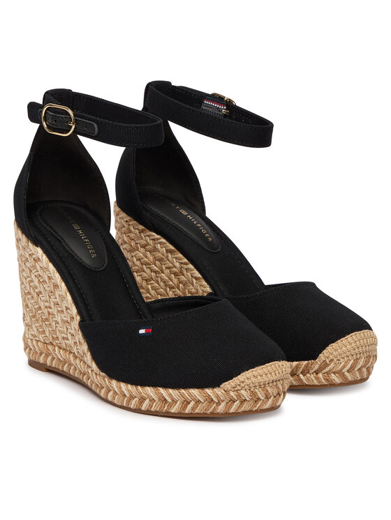 Tommy Hilfiger Tommy Hilfiger Espadryle Flag High Wedge Espad Closed Toe FW0FW09225 Czarny