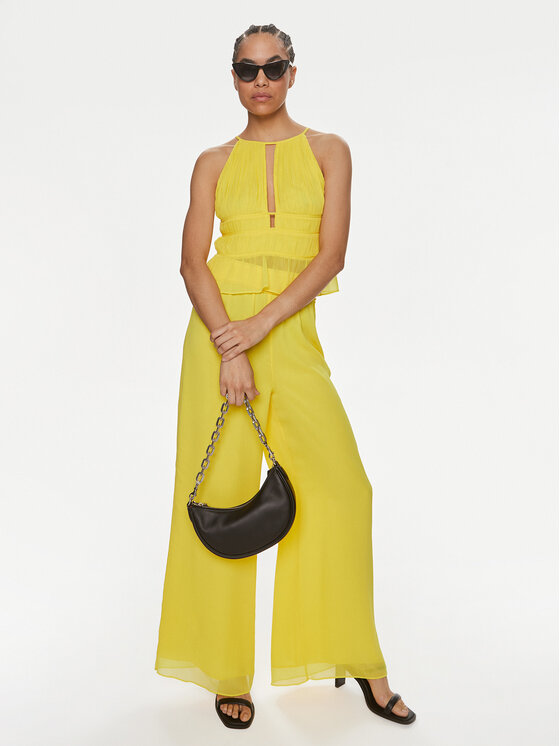 Patrizia Pepe Patrizia Pepe Riidest püksid 2P1584/A061-Y447 Kollane Wide Leg