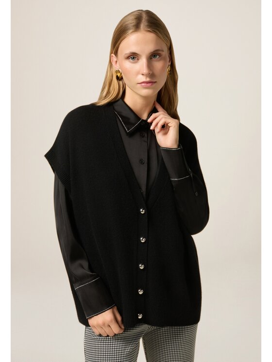 Oltre Oltre Cardigan M510E001887N033 Nero Baggy Fit
