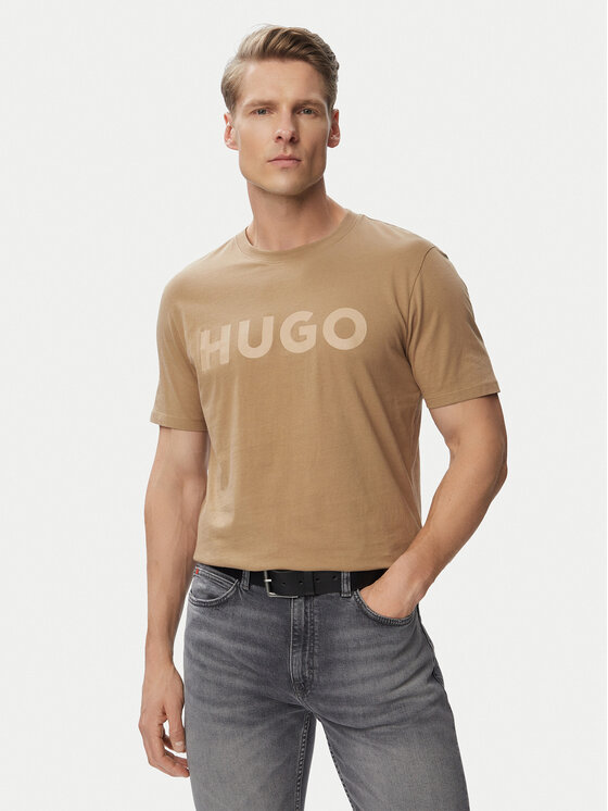HUGO Tricou Dulivio 50467556 Bej Regular Fit