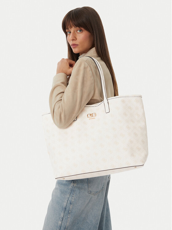 Guess Ročna torba Emelie Logo HWGP99 28240 Kremna