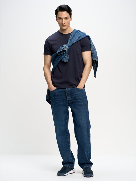 BIG STAR BIG STAR T-Shirt BASIC_403_150 Granatowy Basic Fit