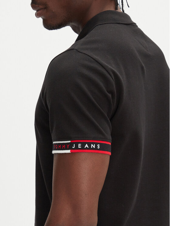 Tommy Jeans Tommy Jeans Polokošeľa Flag Cuff DM0DM21306 Čierna Slim Fit