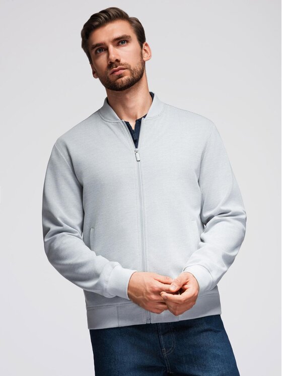 Ombre Ombre Kurtka bomber OM-JANP-0159 Szary jasny Regular Fit
