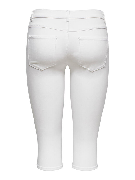 ONLY ONLY Spodnie capri 15136463 Biały Slim Fit