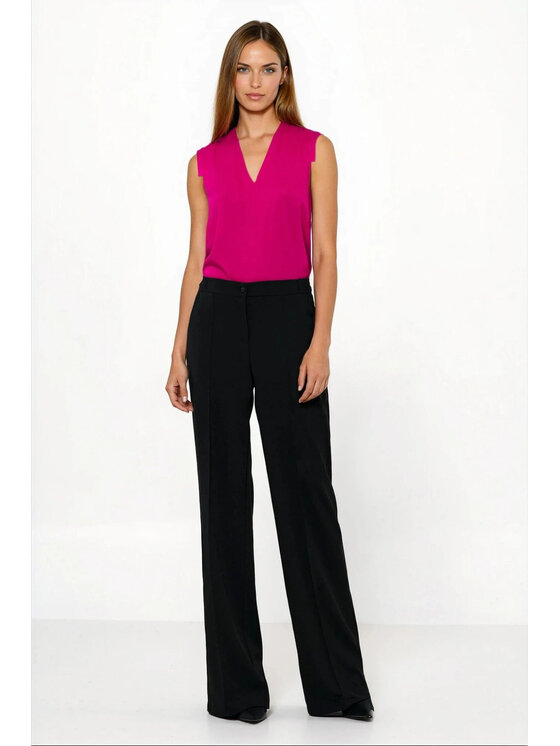 NIFE NIFE Kalhoty z materiálu SD131 Černá Loose Fit