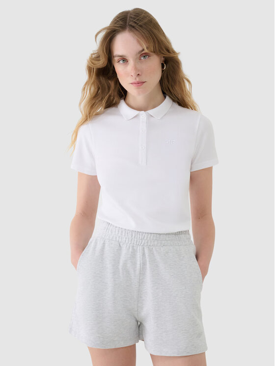 4F 4F Polo 4FWMM00TPTSF365-10S Bianco Slim Fit