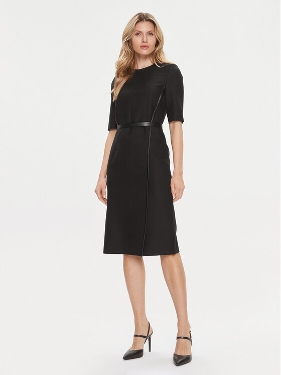 BOSS Boss Džemper haljina Depuro 50506987 Crna Slim Fit