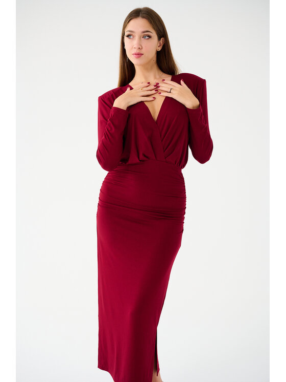 Leimann Leimann Sukienka koktajlowa Andrea Bordowy Slim Fit