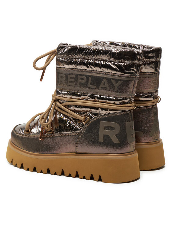 REPLAY REPLAY Апрески Shiny-Effect Harper United Lace-Up GWF4R.000.C0002T Златист