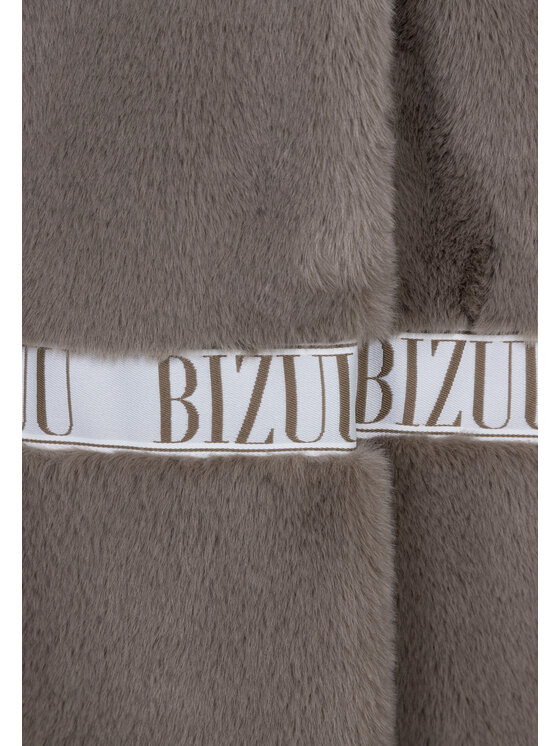 BIZUU BIZUU Kožešina FLORENCE FAUX FUR LAPEL COAT Šedá Standard Fit
