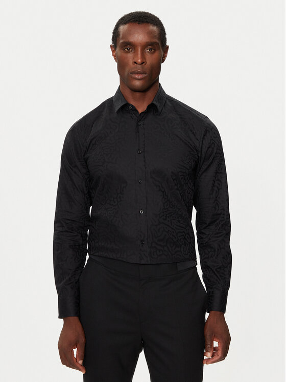 Hugo Camicia Elisha02 50519824 Nero Extra Slim Fit, taglia : 44