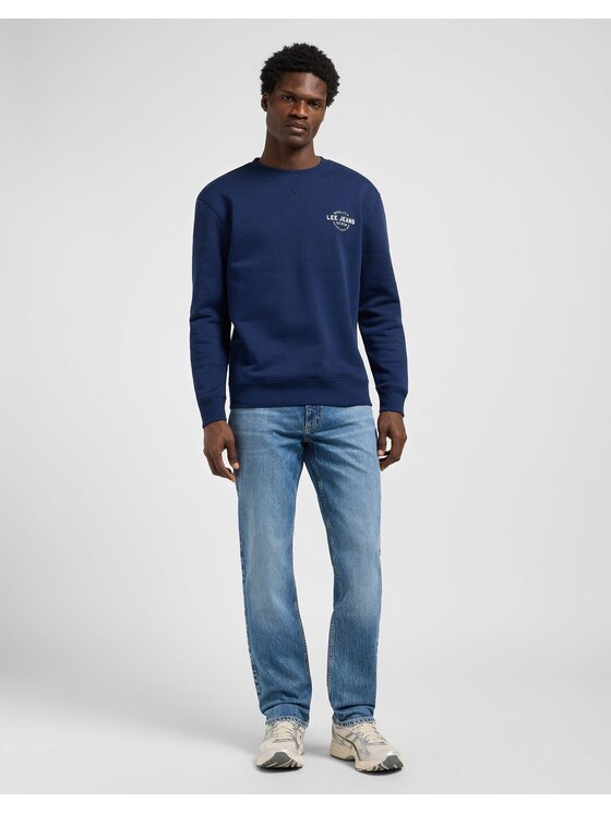 Lee Lee Bluzka SMALL LOGO CREW SWS Niebieski Regular Fit