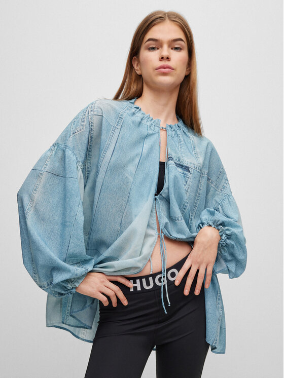 Hugo Blúzka 50488558 Modrá Oversize