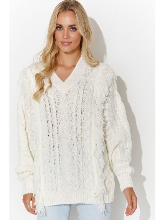 Makadamia Makadamia Sweter S135 Écru Over Fit