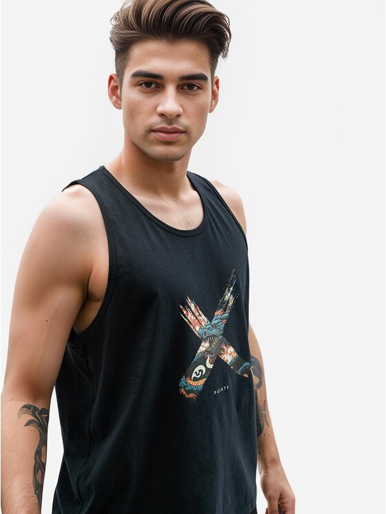 Point X Point X Tank top Tank Top Męski Czarny Point X Dragon XL Czarny Regular Fit