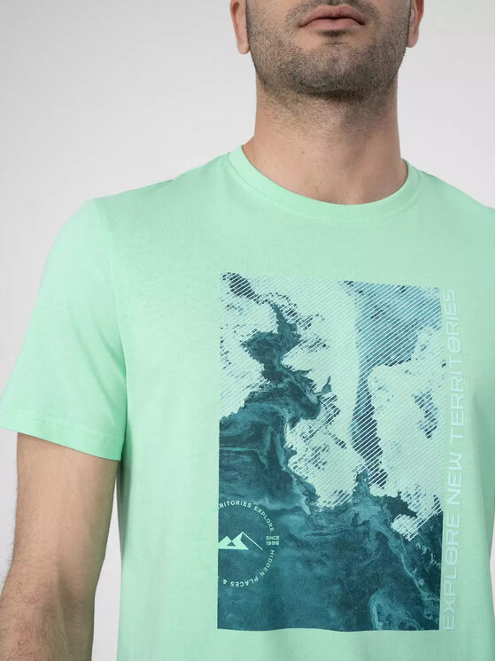 4F 4F T-Shirt TTSHM485 Zielony Comfortable Fit