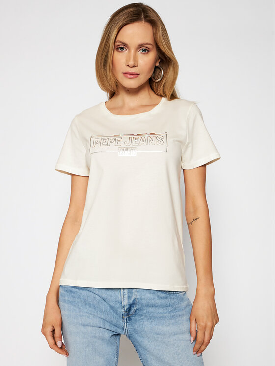 Pepe Jeans Pepe Jeans T-Shirt Betty PL504815 Béžová Regular Fit