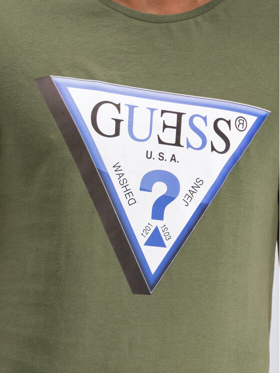 Guess Guess T-shirt M94I64 K7NY0 Verde Slim Fit