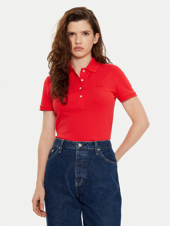 Lacoste Polo PF5462 Rosso Slim Fit, taglia : 34