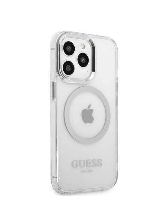 Guess Guess Etui na telefon iPhone 13 Pro Srebrny
