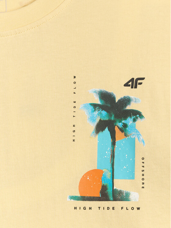 4F 4F T-Shirt CATCH THE WAVE Żółty jasny Regular Fit