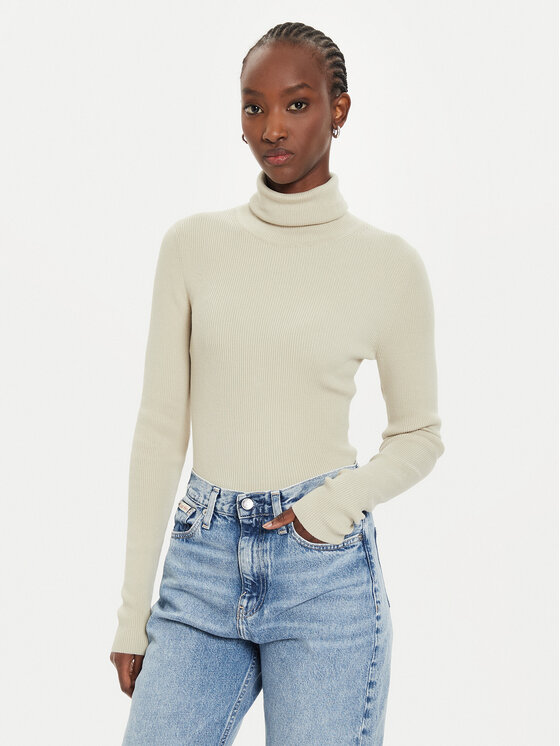 Calvin Klein Jeans Calvin Klein Jeans Rollkragenpullover J20J224225 Beige Regular Fit