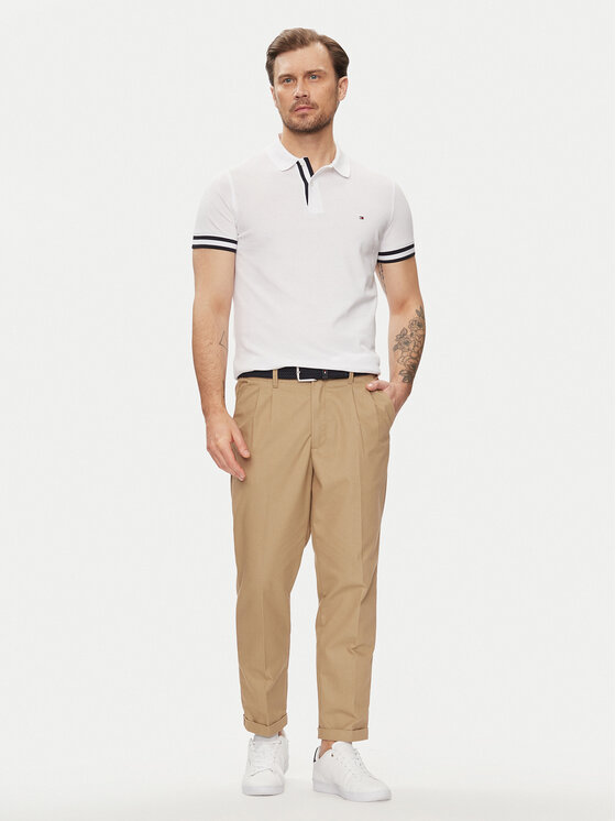 Tommy Hilfiger Tommy Hilfiger Тениска с яка и копчета Monotype MW0MW34737 Бял Slim Fit