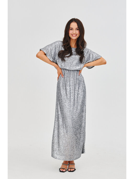 NAOKO NAOKO Večerné šaty Starlight Strieborná Regular Fit