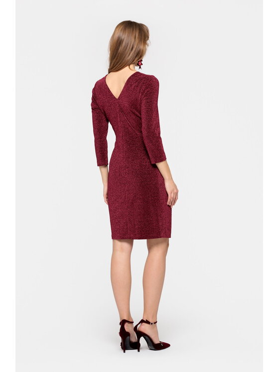 EMOI EMOI Sukienka wieczorowa Bordowa sukienka z błyskiem Bordowy Feminine Fit