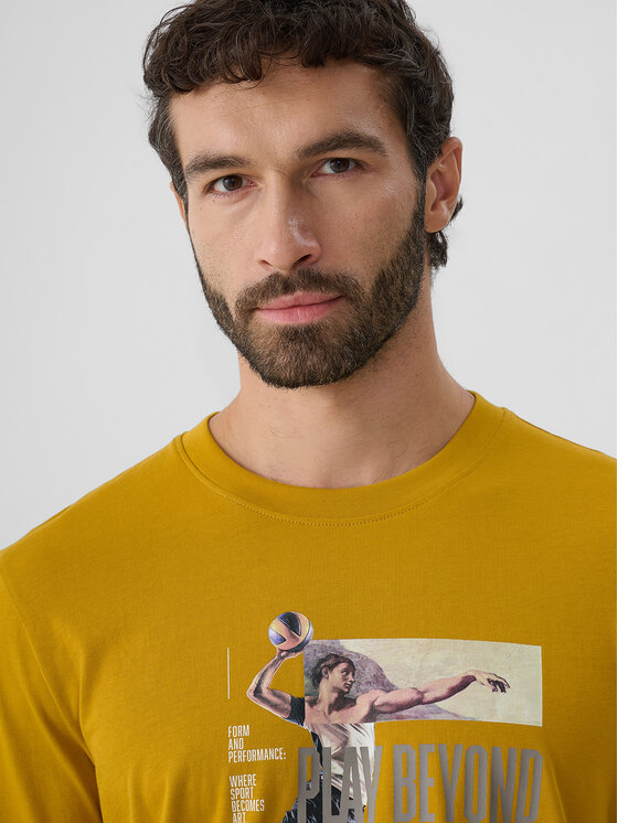 4F 4F T-Shirt STUDIO 4F Żółty Regular Fit