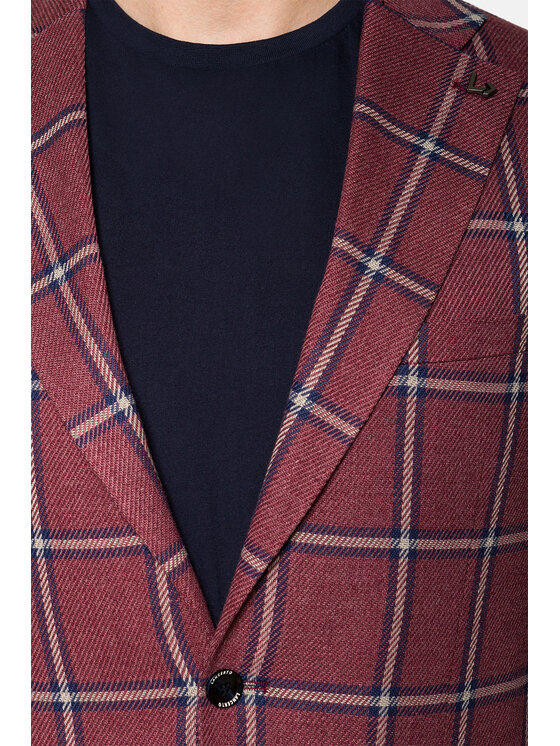 Lancerto Lancerto Marynarka Eleonora Bordowy Slim Fit