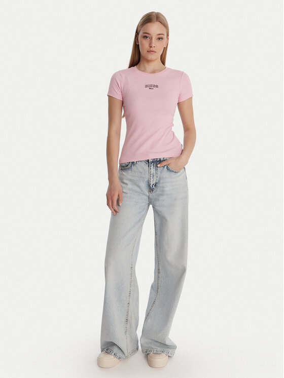 Guess Jeans Guess Jeans T-Shirt W6RP21 KA0H1 Růžová Slim Fit