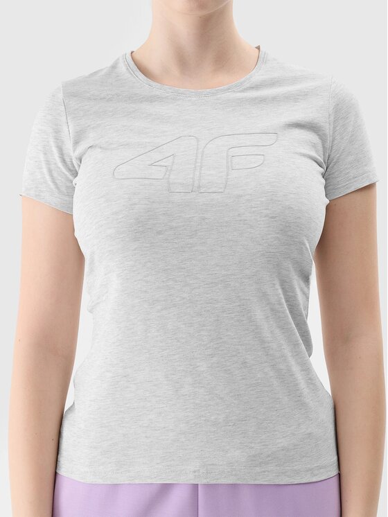 4F 4F T-Shirt 4FWSS24TTSHF1163-27M Szary Slim Fit