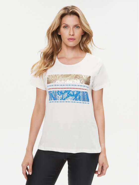 Cream Cream T-shirt Tuna 10610058 Bijela Relaxed Fit