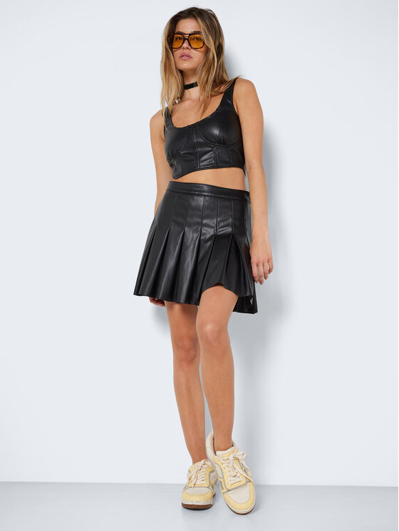 Noisy May Noisy May Sukňa z imitácie kože Paulo 27022944 Čierna Regular Fit