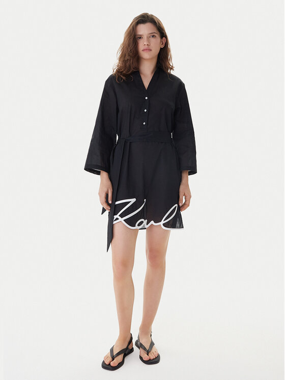 KARL LAGERFELD KARL LAGERFELD Plážové šaty A2W46075 Černá Regular Fit