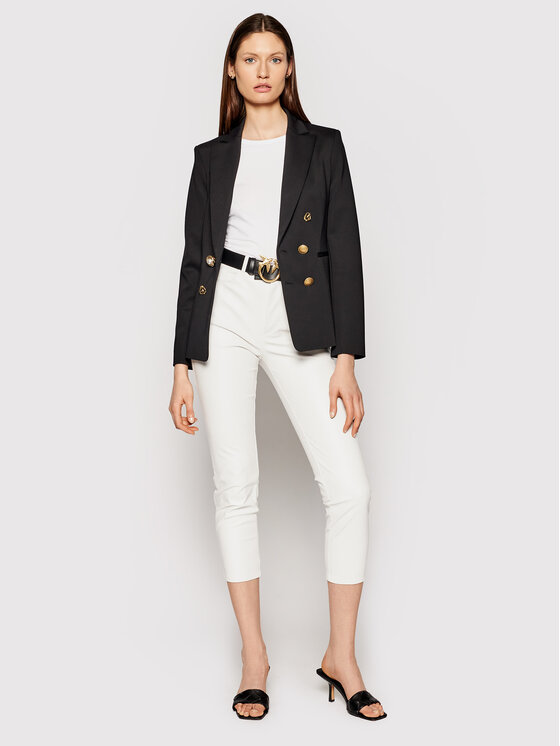 PINKO Pinko Παντελόνι από απομίμηση δέρματος Susan PE 21 BLK01 1G15ZV 7105 Λευκό Slim Fit