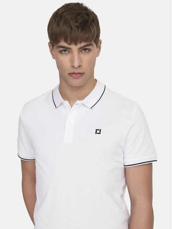 Only & Sons Only & Sons Тениска с яка и копчета Fletcher 22024827 Бял Regular Fit