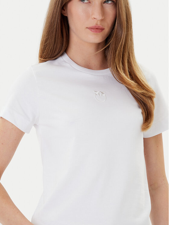 PINKO PINKO T-Shirt Bussolotto 100355 A2RD Biały Regular Fit