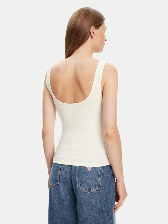 Guess Jeans Guess Jeans Marškinėliai W5YP35 KA0H1 Écru Regular Fit