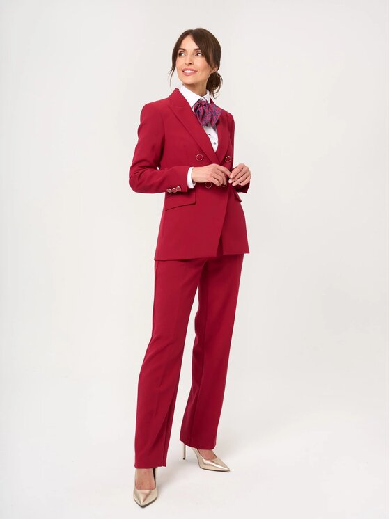 Willsoor Willsoor Spodnie garniturowe 68210 Czerwony Regular Fit
