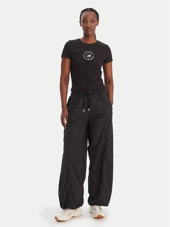 Tommy Jeans Tommy Jeans Riidest püksid DW0DW22289 Must Wide Leg